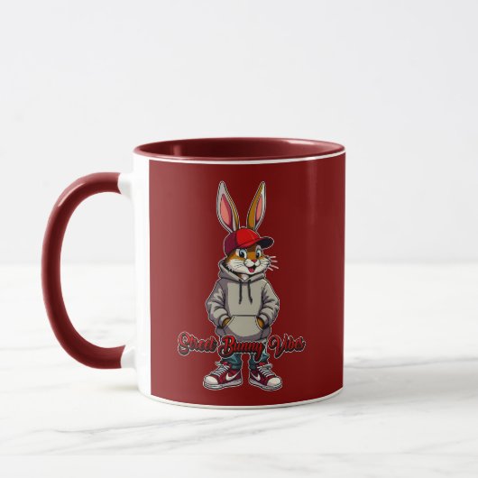 Gray Hoodie Street Bunny – Easter - caneca マグカップ (左)