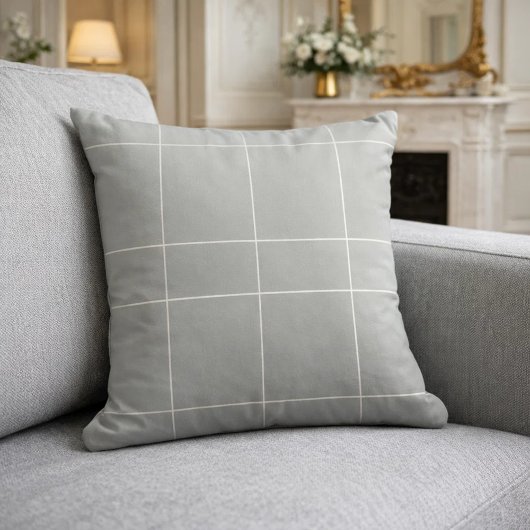 Gray Ivory Neutrals Checked Modern クッション