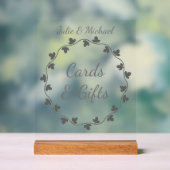 Gray Ivy Wreath Wedding Cards and Gifts アクリルサイン (ニュートラル)