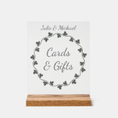 Gray Ivy Wreath Wedding Cards and Gifts アクリルサイン (正面)