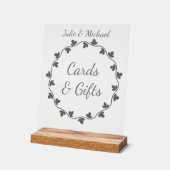 Gray Ivy Wreath Wedding Cards and Gifts アクリルサイン (傾斜)