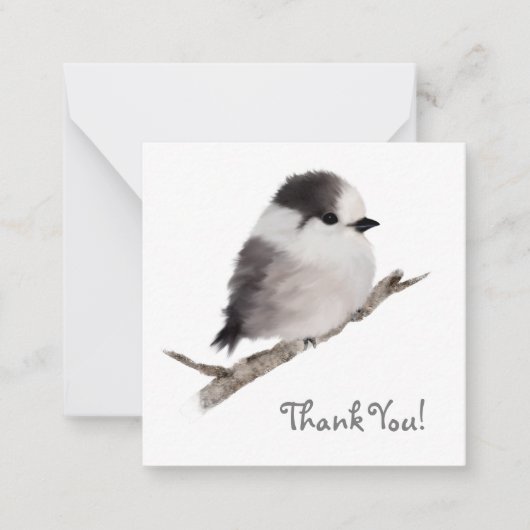 Gray Jay Bird Thank You Noteカード ノートカード (正面)
