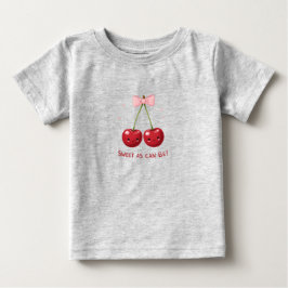 Gray Kids T-Shirt with Cherries and Pink Bow ベビーTシャツ