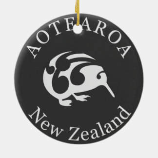Gray KiwiとKoru、Aotearoa、ニュージーランド セラミックオーナメント
