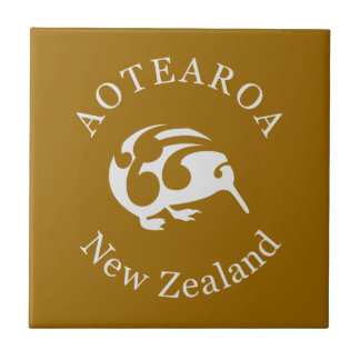 Gray KiwiとKoru、Aotearoa、ニュージーランド タイル