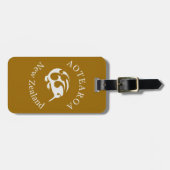 Gray KiwiとKoru、Aotearoa、ニュージーランド ラゲッジタグ (正面横)