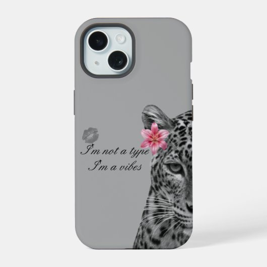Gray Leopard Aesthetic Phone Case - Trendy Design iPhone 15ケース (裏面)