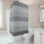 Gray Leopard Print Ombre Striped シャワーカーテン (インサイチュ)