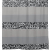 Gray Leopard Print Ombre Striped シャワーカーテン (正面)