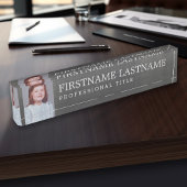 Gray Linen – 名前、プロフェッショナルタイトル、写真 デスクネームプレート