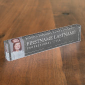 Gray Linen – 名前、プロフェッショナルタイトル、写真 デスクネームプレート (側面)