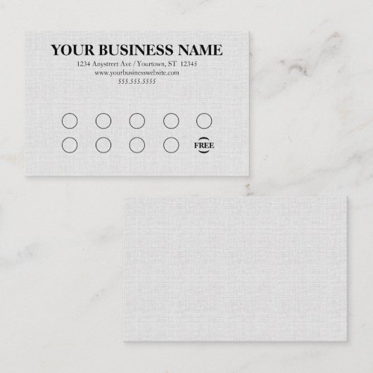 Gray Linen Look Generic Rewards 名刺 (正面/裏面)