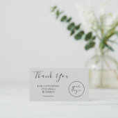 Gray Logo Script Thank You Card Discount Business 名刺 (スタンド正面)