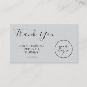 Gray Logo Script Thank You Card Discount Business 名刺 (正面)