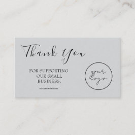 Gray Logo Script Thank You Card Discount Business 名刺
