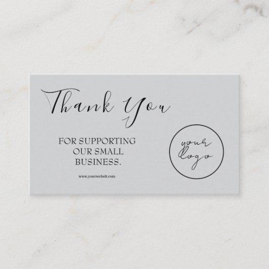 Gray Logo Script Thank You Card Discount Business 名刺 (正面)