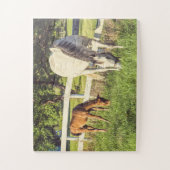 Gray Mare & Foal Horses Oversized ジグソーパズル (縦)