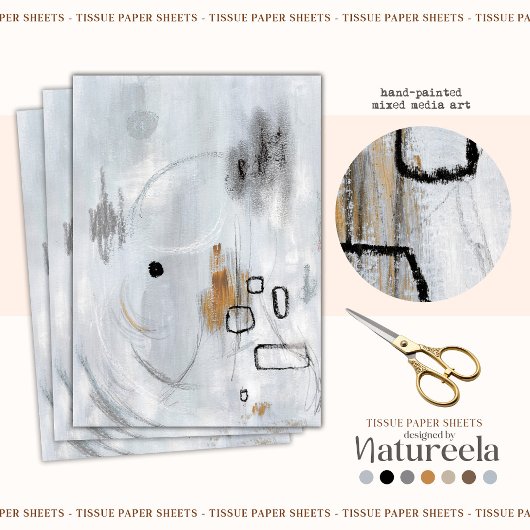 Gray Minimalist Abstract Decoupage Tissue Paper 薄葉紙