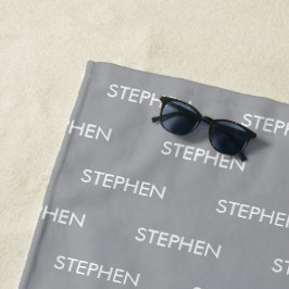 Gray minimalist custom name  ビーチタオル