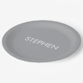 Gray minimalist custom name  ペーパープレート (アングル)