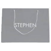 Gray minimalist custom name  ラージペーパーバッグ (正面)