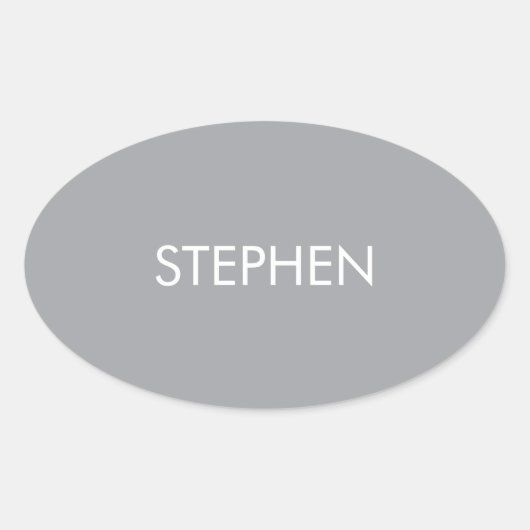 Gray minimalist custom name  楕円形シール (正面)