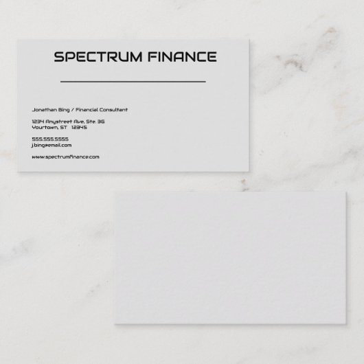 Gray Minimalist Finance Professional Adaptable 名刺 (正面/裏面)