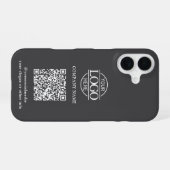 Gray Modern Business Logo & QR Code Promotional iPhone 16ケース (裏面横)