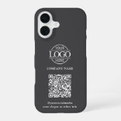 Gray Modern Business Logo & QR Code Promotional iPhone 16ケース (裏面)