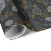 Gray | Modern & Elegant Faux Glitter Floral ラッピングペーパー (ロールコーナー)