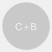 Gray Monogram Modern Wedding ラウンドシール (正面)