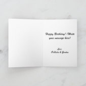 Gray Monogram Photo Collage Happy Birthday Card カード (内部)