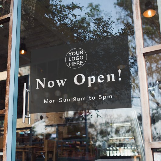 Gray Now Open ロゴ - 営業時間中 ウィンドウサイン