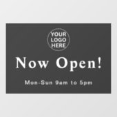 Gray Now Open ロゴ - 営業時間中 ウィンドウサイン (シート)