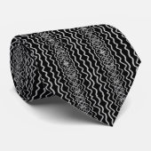 Gray On Black Curvy Twisty Line Drawing Pattern   ネクタイ (ロール)