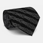 Gray On Black Twisted Curvy Line Drawing Pattern ネクタイ (ロール)