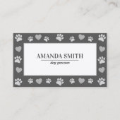 Gray Paw Prints Dog Groomer Business Card 名刺 (正面)