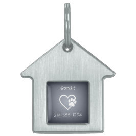 Gray Personalized Dog ID Tag Name & Phone ペットネームタグ