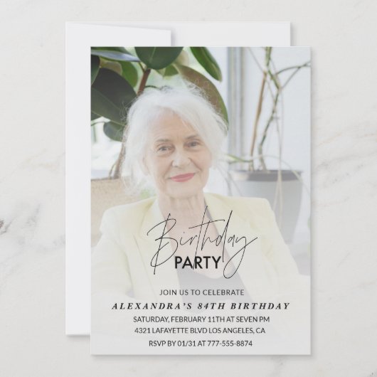 Gray Photo 84th birthday party invitation 招待状 (正面)