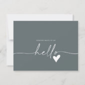  Gray Photo Hello Baby Announcement Card サンキューカード (正面)