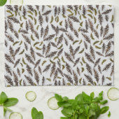 Gray Pinecones Evergreen Kitchen Towel キッチンタオル (折り畳み)