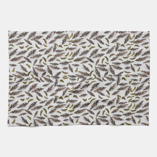 Gray Pinecones Evergreen Kitchen Towel キッチンタオル (横)
