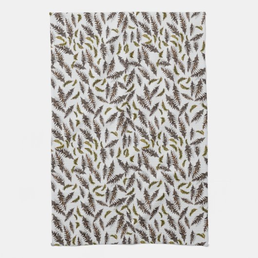 Gray Pinecones Evergreen Kitchen Towel キッチンタオル (縦)
