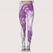 Gray Pink Fractal Art Leggings レギンス (正面)