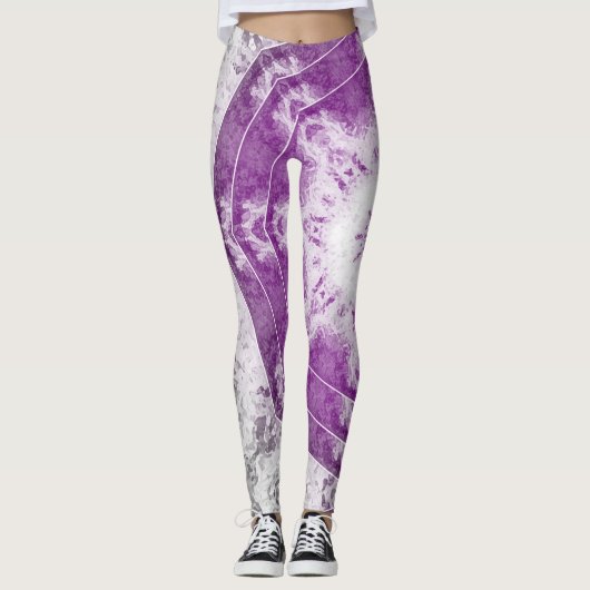 Gray Pink Fractal Art Leggings レギンス (正面)