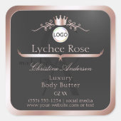 Gray Product Label Rose Gold Frame Logo Monogram スクエアシール (正面)