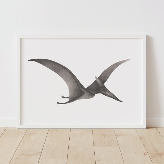 Gray Pteradactyl Dinosaur Poster Print ポスター