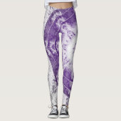 Gray Purple Fractal Art Leggings レギンス (正面)