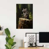 Gray Rat On Stump In Forest Wall Print, Dark ポスター (ホームオフィス)