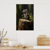 Gray Rat On Stump In Forest Wall Print, Dark ポスター (キッチン)